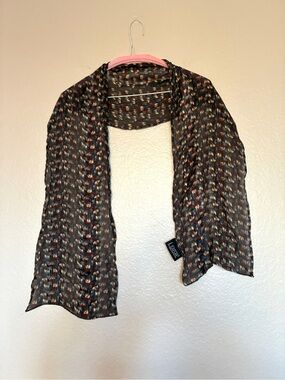 J. Garcia 100% Silk Lightweight Red/Black/White/Yellow Patterned Scarf Artsy